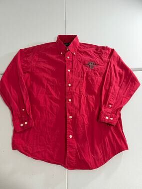 Texas Tech Red Raiders Club Colors Button Down Shirt Sz M Red Embroidered